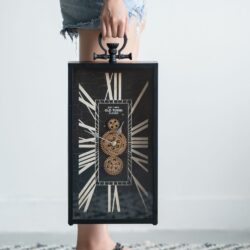 Decorative AndRoman Numeral Table Clock, Home Decor Gear Clock - Multicolor
