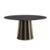 Modern Artificial Stone Round Metal Iron Base Dining Table, Can Accommodate 8 People, (Not Including Chairs) - Black - Image 4