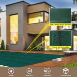 Green Mesh Inground Pool Safety Cover 16 X 32Ft Rectangle Winter Cover - Green