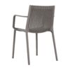 4 Piece Stackable Single Chairs With Vertical Stripe Design For All Weather - Warm Gray - Image 4