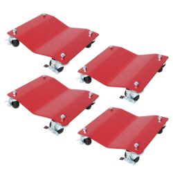 Heavy Duty Steel Vehicle Dollies With Brakes 2500Lbs Capacity Red 4 Pack - Red