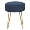 Ottoman, Pouf, Footrest, Foot Stool, Round Metal Legs, Contemporary, Modern - Blue / Gold - Image 2