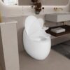 Modern Egg Shape Toilet 1.28 Gpf Single Flush Ceramic - White - Image 11