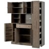 Freestanding Buffet With Hutch, Large Kitchen Pantry Storage Cabinet Cupboard With Pull Out Side Cabinet, Door Shelves And Drawer - Brown - Image 7