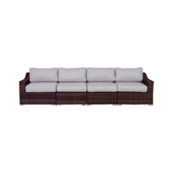 Contemporary Outdoor 4 Piece Rattan Wicker Sectional Seating Group With Cushions - Brown Mix