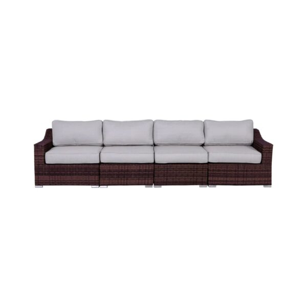 Contemporary Outdoor 4 Piece Rattan Wicker Sectional Seating Group With Cushions - Brown Mix