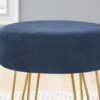 Ottoman, Pouf, Footrest, Foot Stool, Round Metal Legs, Contemporary, Modern - Blue / Gold - Image 8