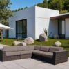 Ana - Outdoor Sectional Sofa With Cushions - Brown - Image 2