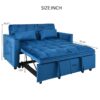 3 In 1 Convertible Sofa Bed With Reclining Backrest And Pillows - Blue - Image 3