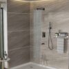 12" Ceiling Mount Square Shower System With Waterfall Tub Spout And Rough In Valve - Matte Black - Image 2
