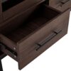 Modern Style Tall Display Cabinet With LED Lighting, Tempered Glass Door, 2 Drawers - Black / Dark Walnut - Image 15