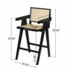 Modern Minimalist Bar Stool With Cane Seat - Black / Natural - Image 3