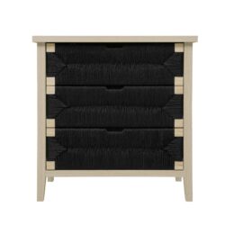 3 Drawer Buffet Sideboard With Adjustable Shelves, Storage Cabinet With Natural Seaweed Decor Doors For Living Room Kitchen Entryway - Natural