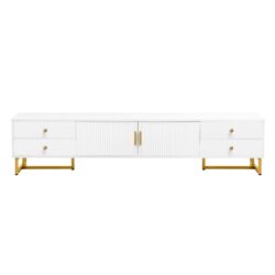 TV Stand, Entertainment Center TV Media Console Table, Modern TV Stand With Storage, TV Console Cabinet Furniture For Living Room - White