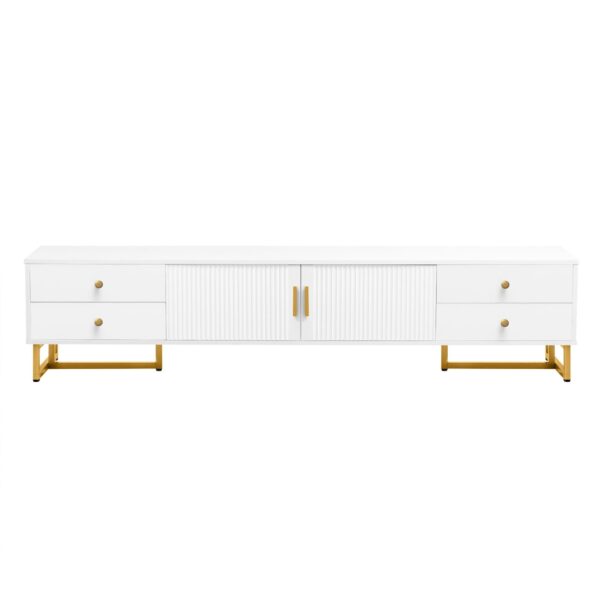 TV Stand, Entertainment Center TV Media Console Table, Modern TV Stand With Storage, TV Console Cabinet Furniture For Living Room - White