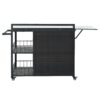 Outdoor Kitchen Island With Storage, Cooking Station, Grill Cart, Foldable Tabletop, And Bottle Opener - Dark Brown - Image 11