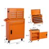 Tool Chest, 5 Drawer Rolling Tool Storage Cabinet With Detachable Top Tool Box, Liner, Universal Lockable Wheels - Orange - Image 3