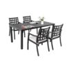 5 Pieces Outdoor Patio Dining Set, Rectangular Table And 4 Stationary Dining Chairs - Ember Black - Image 10