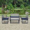 4 Piece Patio Furniture Set With Gray Acacia Wood Table Top - White - Image 11