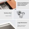 25" Drop In Kitchen Sink Stainless Steel 16 Gauge Workstation Single Bowl - White - Image 6