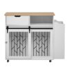 Modern Style 2 In 1 Pet Friendly Dog Crate Kitchen Island End Table Metal Pine - Natural / White - Image 7