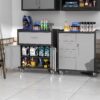 Sturdy Metal Tool Storage Cabinet With Wheels Durable Garage, Office & Home Organizer Steel - White - Image 14