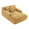 Chenille Interior Lazy Sofa Chaise Longue With Armrests And 3 Pillows - Yellow - Image 18