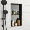 13" X 25" Stainless Steel Shower Niche Double Shelf With Corrosion Resistance - Gunmetal Black - Image 2