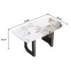 63" Modern Artificial Stone Pandora White Curved Metal Leg Dining Table, 6 People - Antique White / Black - Image 12