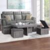 Moseberg - Coffee Table With Storage Stools - Light Gray - Image 5