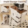 Kitchen Island Cart With Foldable Tabletop & Drop Leaf Mobile Breakfast Bar With Wood Top And Storage - White / Walnut - Image 9