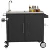 Outdoor Grill Cart With 304 Stainless Steel Sink And Cabinet - Black / Silver - Image 9