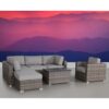 4 Person Outdoor Wicker Seating Set With Cushions, Patio Lounge Group - Gray Mix - Image 2