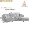 Multi Module Combination Style Sofa For Living Room And Other Lounge Spaces, Modern Minimalist Corduroy Combination Sofa With 2 Comfort Cushions With USB & C Charging Ports, 2 Sets - Gray - Image 17