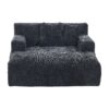Chenille Interior Lazy Sofa Chaise Lounge Armchair With 3 Pillows And Armrests, Soft Chenille - Black - Image 13
