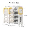 Kids Bookshelf And Toy Storage, 4 Tier Toy Organizers With 8 Removable Storage Bins, Kids Toy Storage Organizer For Study Room - Gray / White / Yellow - Image 2