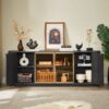 Modern 64" Wavy TV Cabinet With LED Lights - Black - Image 2
