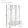Modern Large Storage Hall Tree With Bench, Luxurious Coat Rack With 6 Hooks And Legs For Entryway, Living Room - White / Gold - Image 3