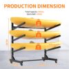 Freestanding Kayak Storage Rack, Holds 3 Kayaks With Adjustable Stand And Lockable Wheels, Metal - Brushed Nickel - Image 3