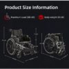 Lightweight Wheelchair Foldable 300 Lbs Capacity 24" Tires Adjustable Seat Belt And Anti Backflip Device Safe And Durable Transport Chair For And Disabled - Silver - Image 12