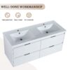 Modern Floating Bathroom Vanity With Dual Resin Sink, Soft Close Drawers - White - Image 9