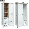 Modern Bedroom Storage Wardrobe With Hanging Rods, 2 Drawers, Open Shelves, Sliding Door - White - Image 3