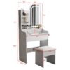 Fashion Vanity Desk With Mirror And Lights For Makeup, Hair Dryer Holder And Chair, Adjustable Lighting - White - Image 3