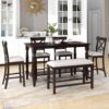 6 Piece Counter Height Dining Table Set With Shelf, 4 Chairs And Bench - Espresso - Image 7