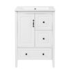Retro Bathroom Vanity With Sink, Soft Closing Cabinet & Drawers - White - Image 11