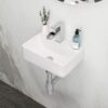 Modern Ceramic Rectangular Wall Mount Bathroom Sink With Single Faucet Hole - White - Image 3