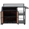 Outdoor Kitchen Island With Storage, Cooking Station, Grill Cart, Foldable Tabletop, And Bottle Opener - Dark Brown - Image 17