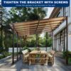Outdoor Pergola Gazebo, Wall Mounted Lean To Metal Awning Gazebo With Roof, Large Heavy Duty For Patio, Decks, Backyard - Gray - Image 12