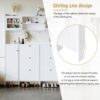Multifunctional Tipping Bucket Shoe Cabinet With Storage Shelf & 6 Flip Drawers, Large Hall Tree With Tempered Glass Doors, Foyer Cabinet With 4 Hooks For Hallway - White - Image 7