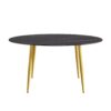 Modern Man-Made Stone Round Metal Dining Table, Position For 6 People - Gold / Black - Image 8
